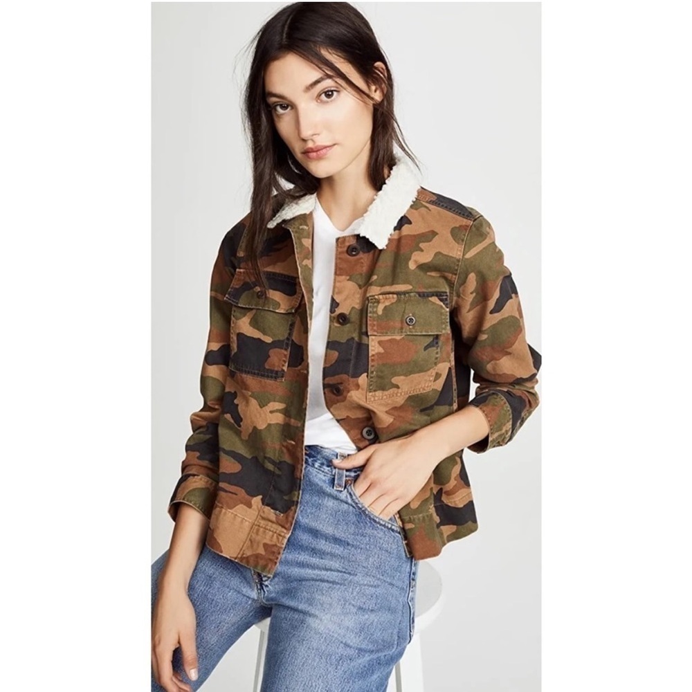 Madewell Northward Cropped Army Jacket in Cottontail Camo: Sherpa Edition XS J4